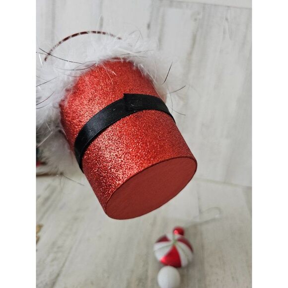 Santa bucket ornament feather glitter red ornament Xmas set tree - Picture 8 of 13